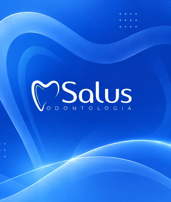 Arte azul da Salus Odontologia com a marca
